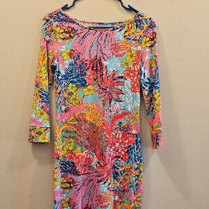 Lilly Pulitzer Multi Color Marlowe T-shirt Dress‎ Fishing For Compliments Size S